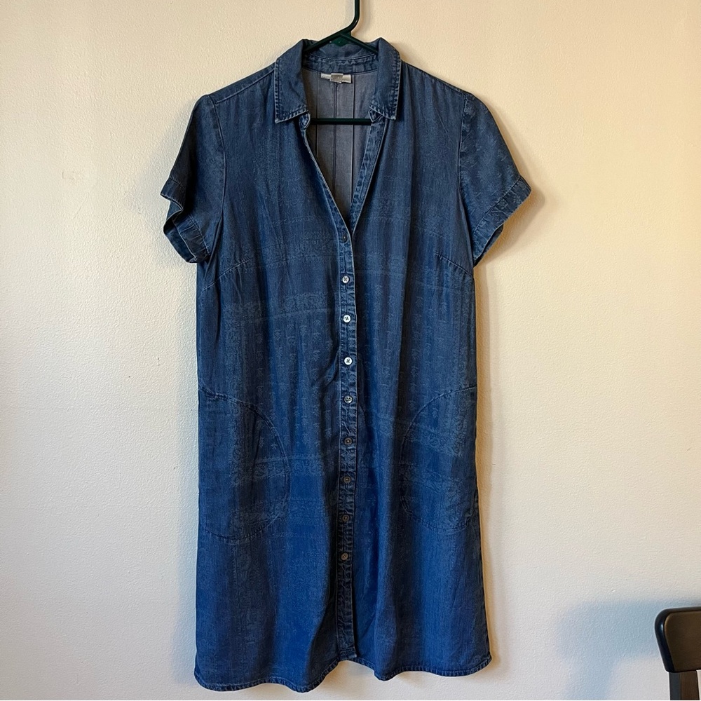 J. Jill Casual Blue Denim Shirt Dress small petite